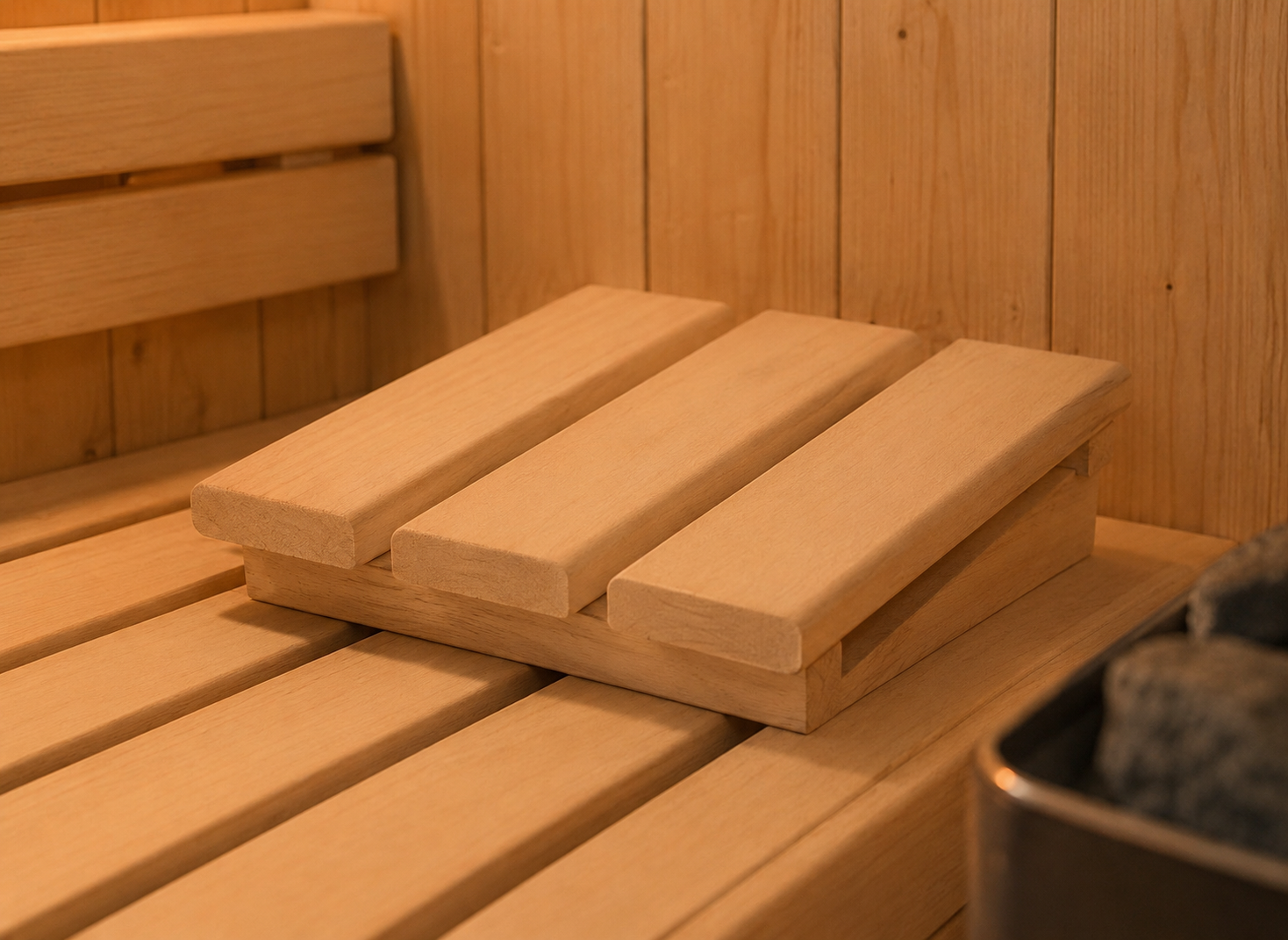 Sauna wood head rest